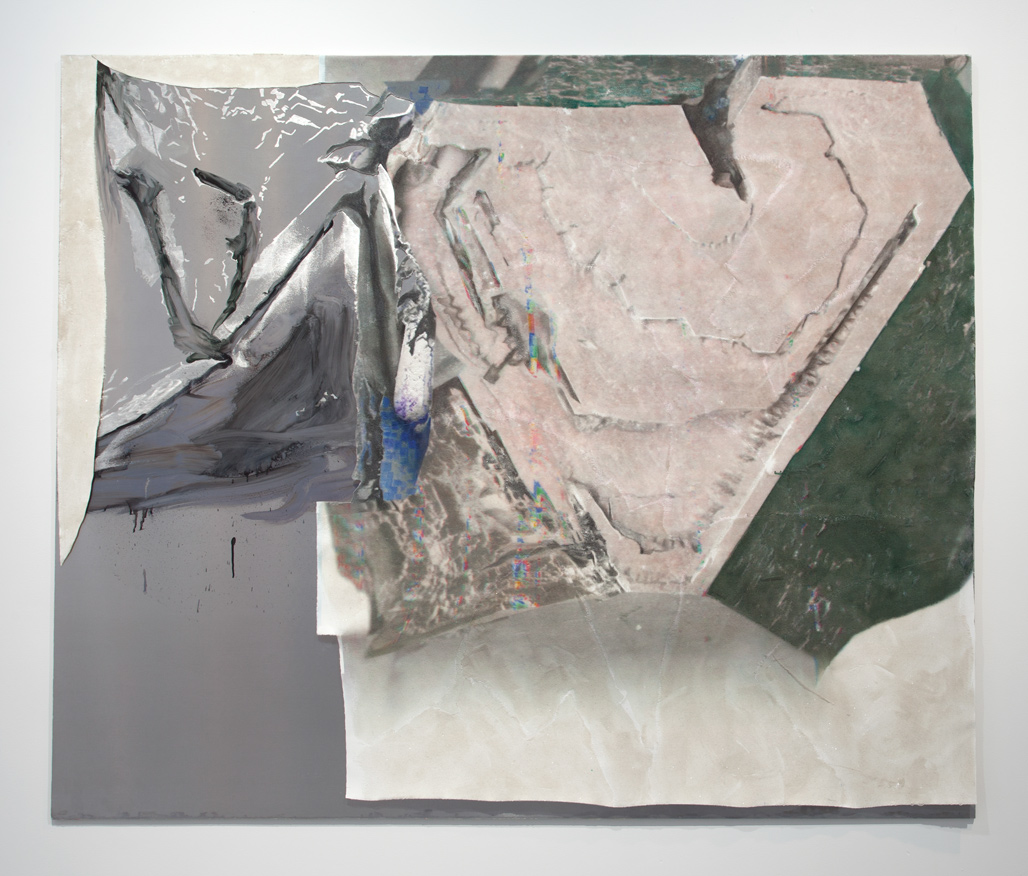  Leslie Shows,  Marque,  2015 Acrylic, ink, sand, canvas, aluminum | 60 x 72 inches | HG13149 