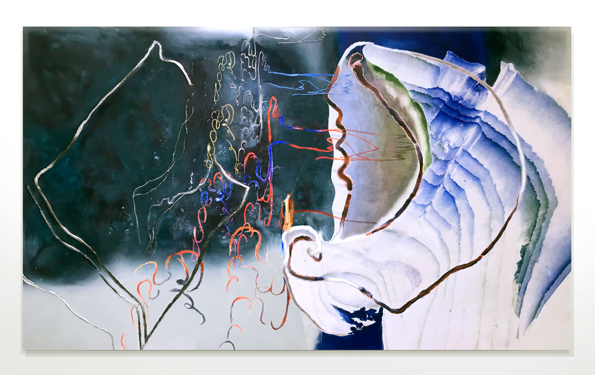  Leslie Shows,  9(18) Echoes , 2020 Sand, ink, acrylic, canvas, aluminum | 54 x 85 inches | HG15344 