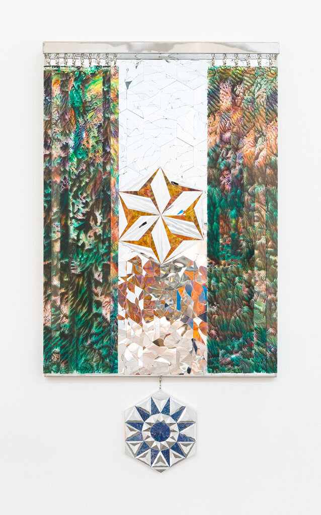  Monir Shahroudy Farmanfarmaian,  Hexagon Rainbow,  2018 Mirror, reverse painted glass on plaster and wood with reverse painted plexiglass | 51 x 27.5 x 1 inches | HG15661 