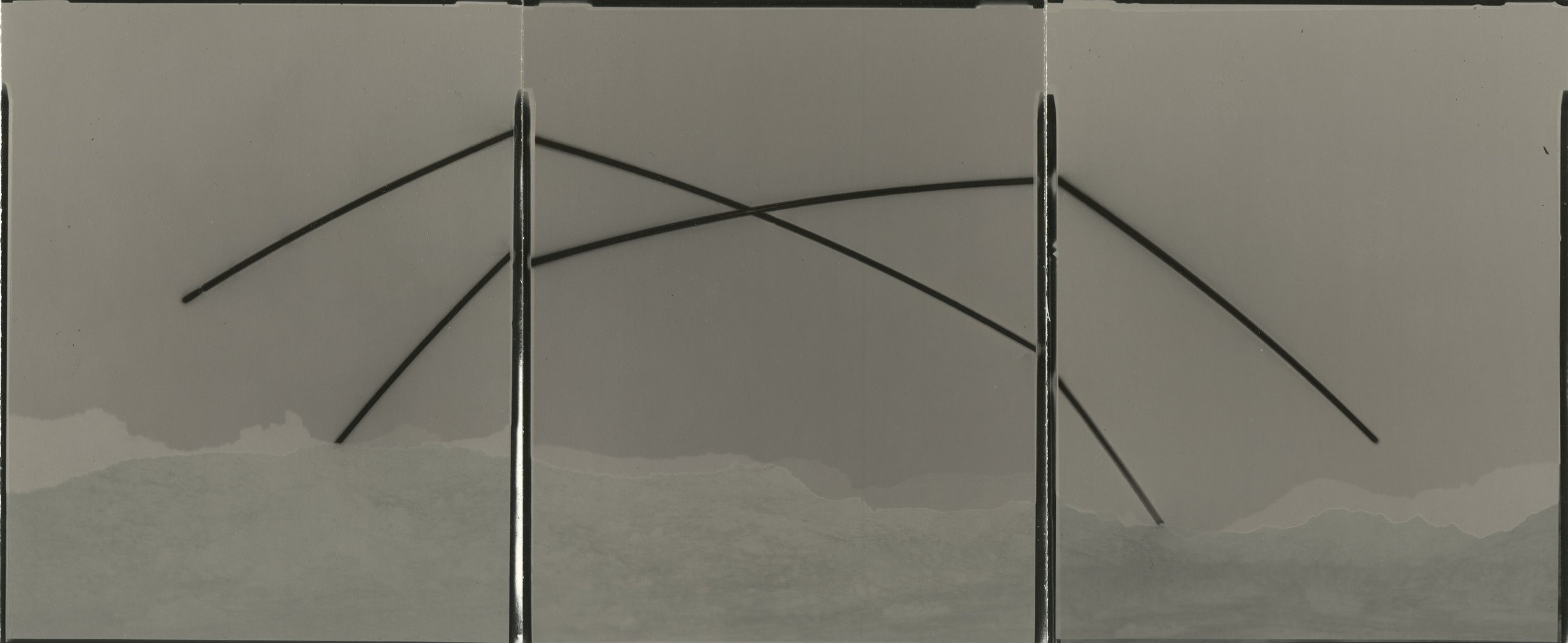  Chris McCaw,  Heliograph #114 (Double Day, Mojave) , 2016 3 unique gelatin silver paper negatives | 10 x 22 inches, framed | HG13787 