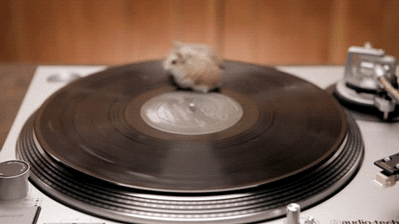 Image of a turntable and record.