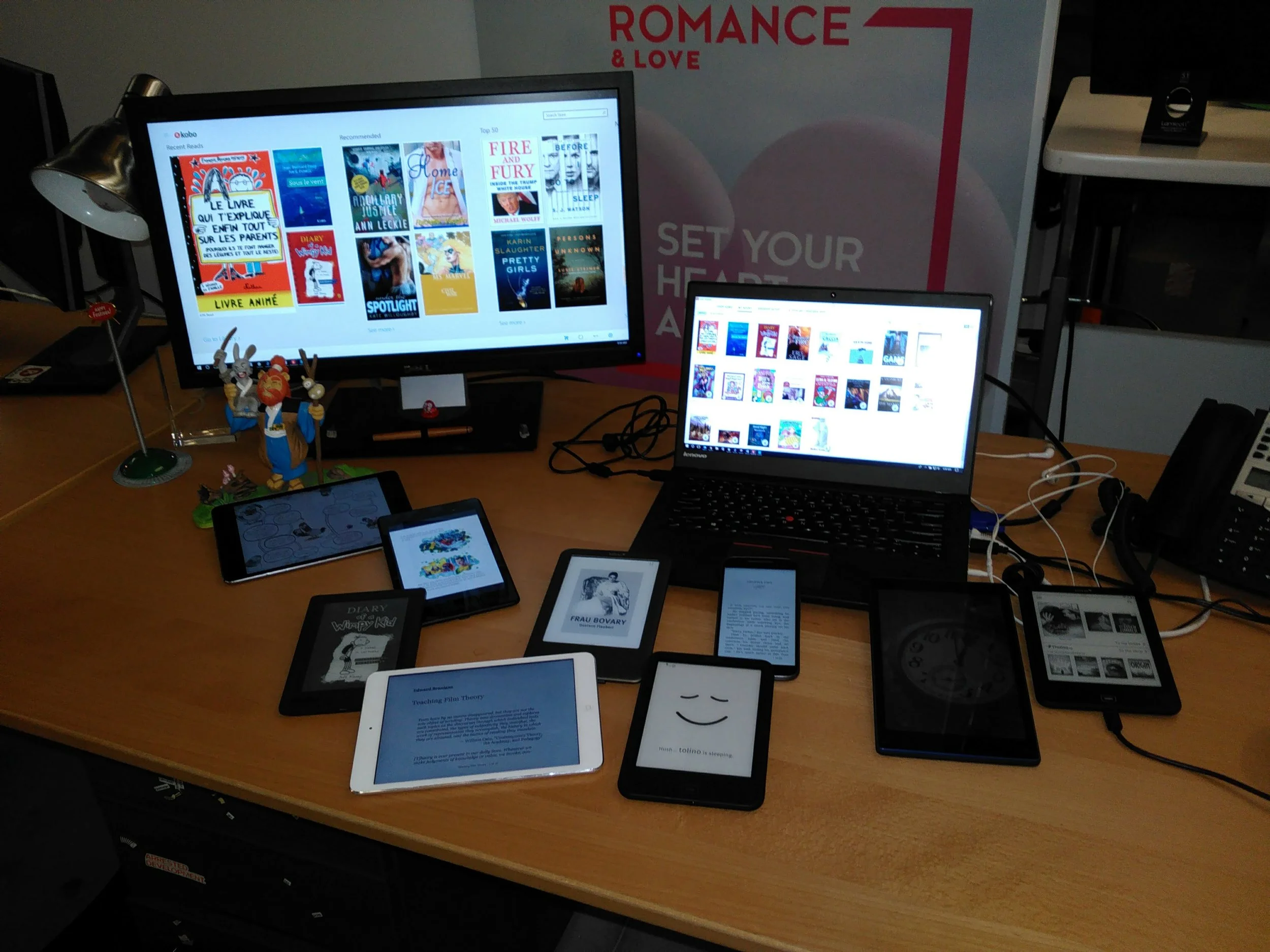 Photo of all the devices used for content review.
