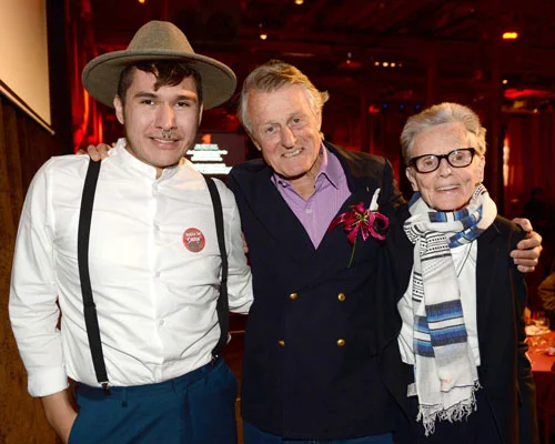 The founder of the prize, Scott Griffin (centre), presents this year's prizes to the winners: Billy-Ray Belcourt (left) and Susan Howe (right).