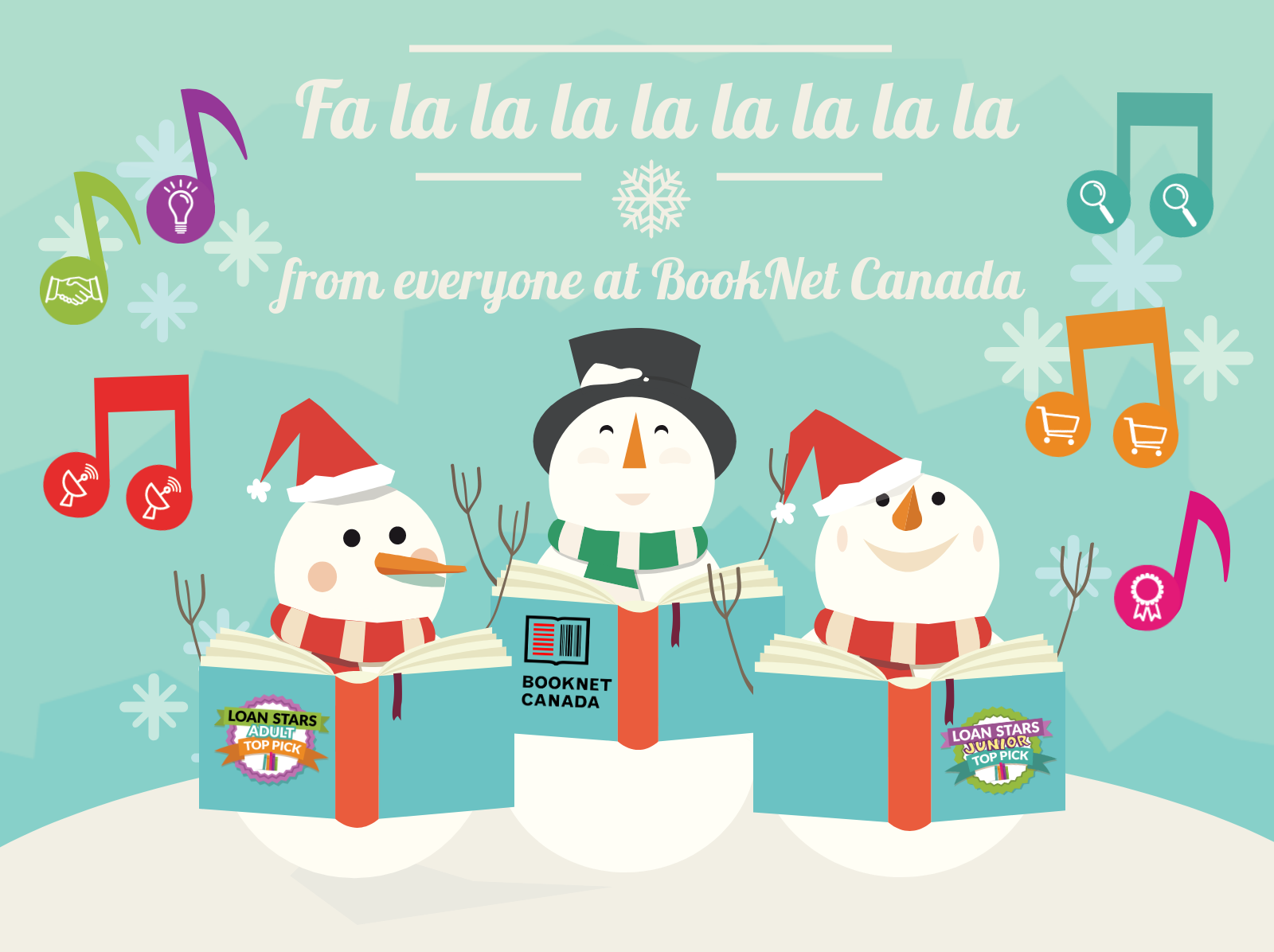 Image of a holiday card. Happy holidays from BookNet Canada.