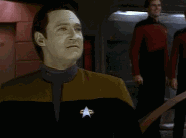 Gif of Data from Star Trek fist pumping.