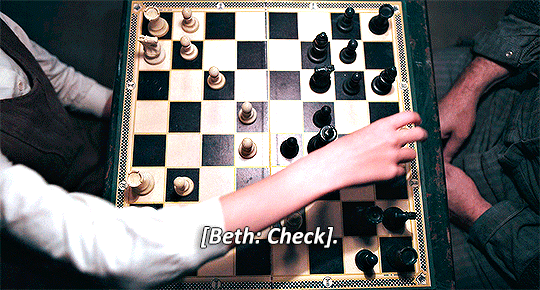 Animated+GIF+from+The+Queen%27s+Gambit%2C+young+Beth+is+playing+chess+against+Mr.+Shaibel%2C+she%27s+seen+moving++a+pawn+and+saying+Check+-+mate