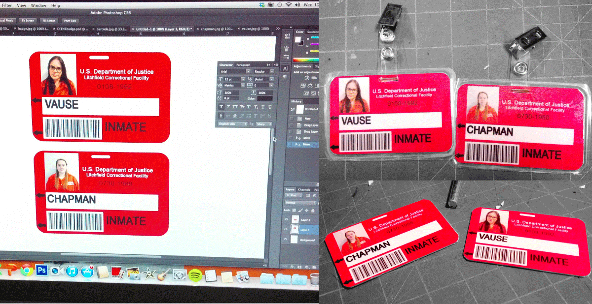 REPRODUCTION OITNB ID TAGS
