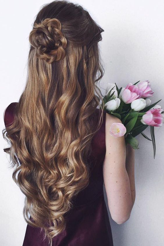 Ideas For Half Up Half Down Braid Bun Hairstyles