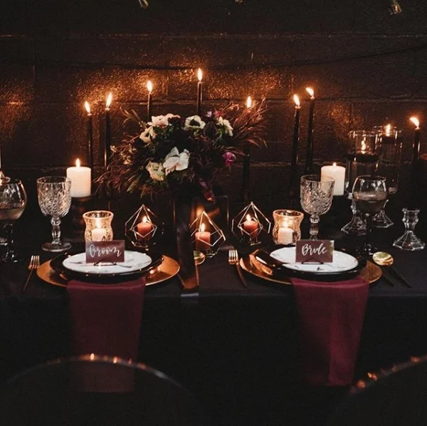 Gothic Wedding Table Setting with Burgandy Accents.jpg
