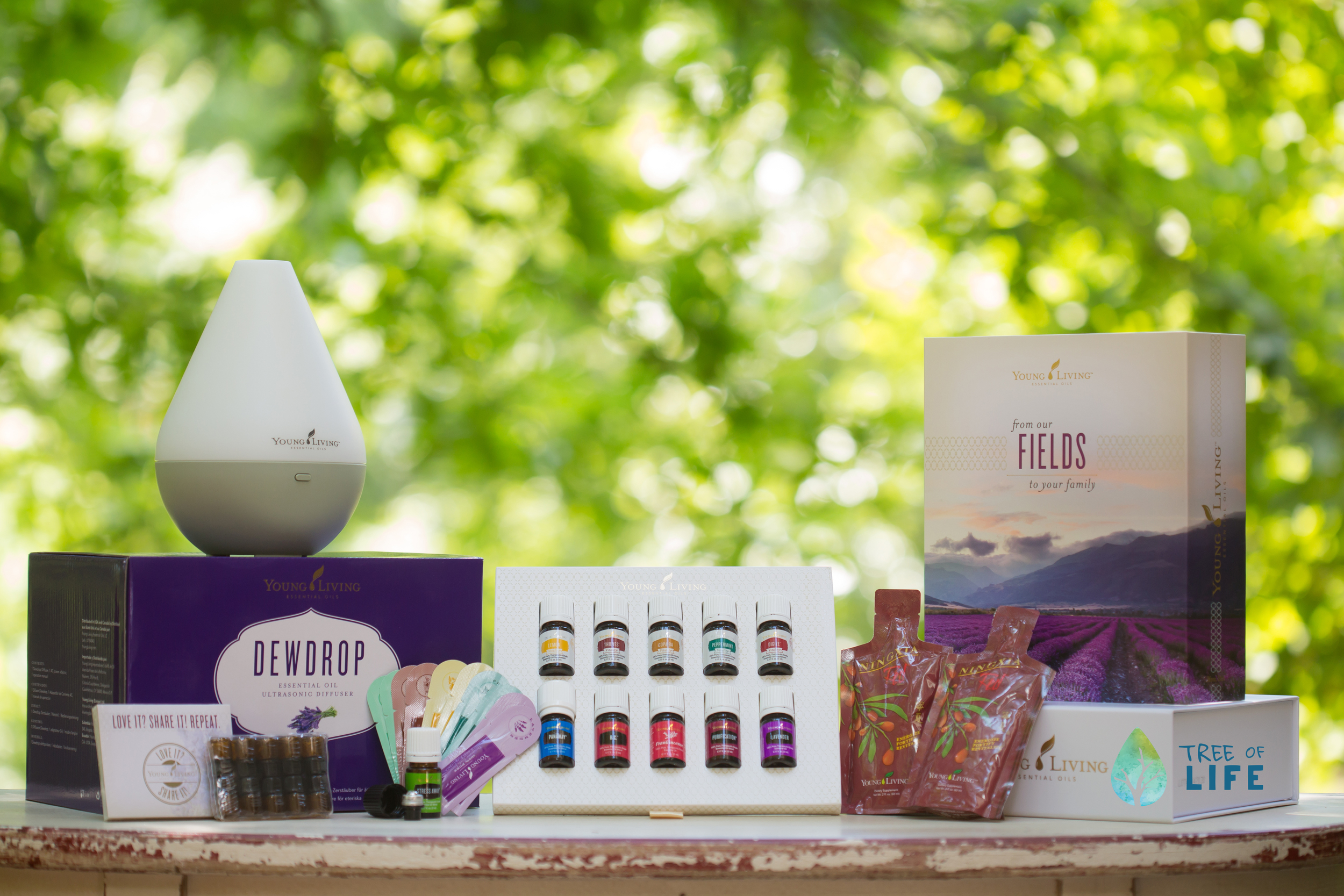 The Premium Starter Kit from Young Living includes Lavender, Peppermint Vitality, Lemon Vitality, Copaiba Vitality, Frankincense, Thieves Vitality, Purification, R.C., DiGize Vitality, PanAway & Stress Away. 