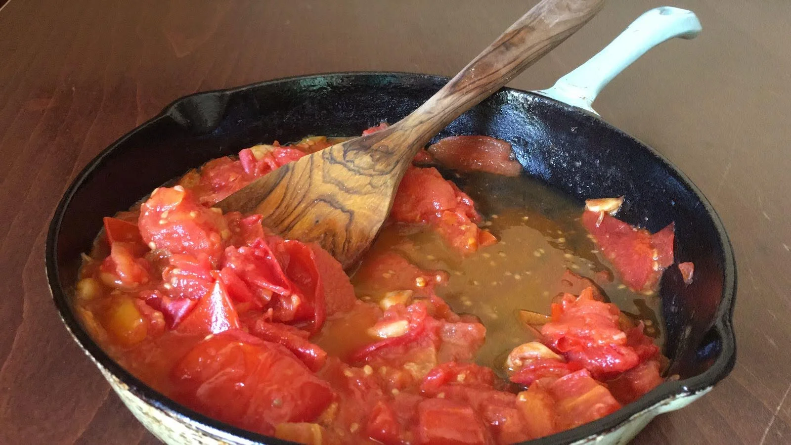A meal in progress using the perfect spatula.