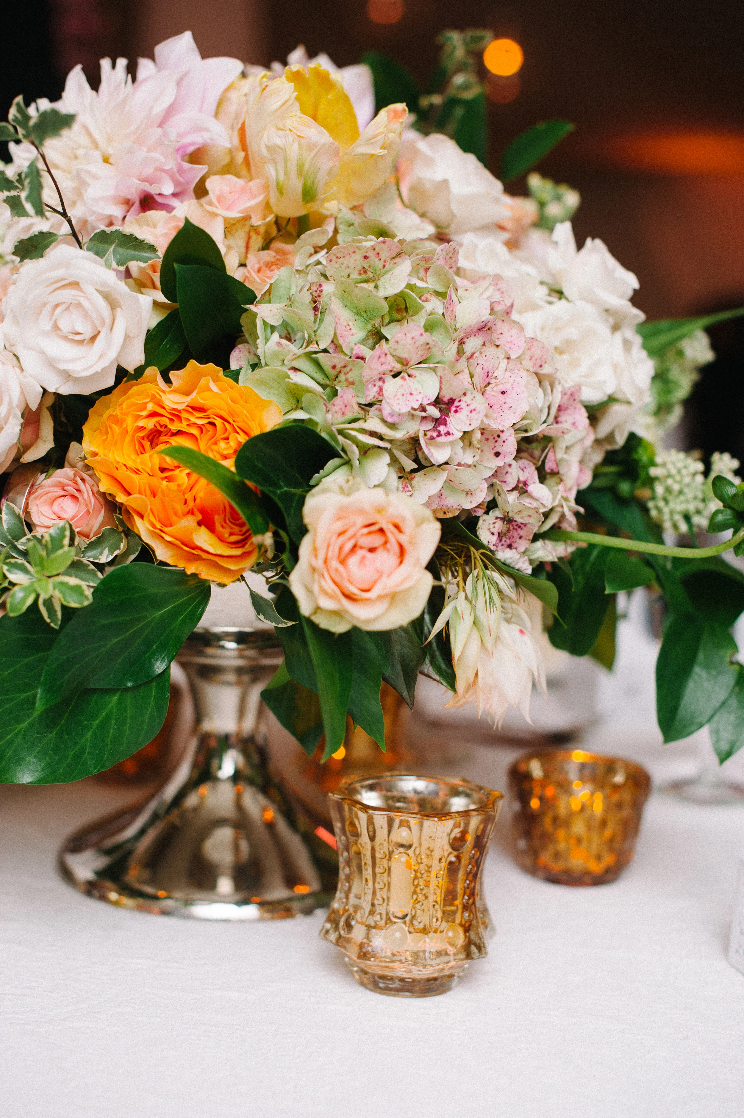 Pink and Green Wedding Table Flowers