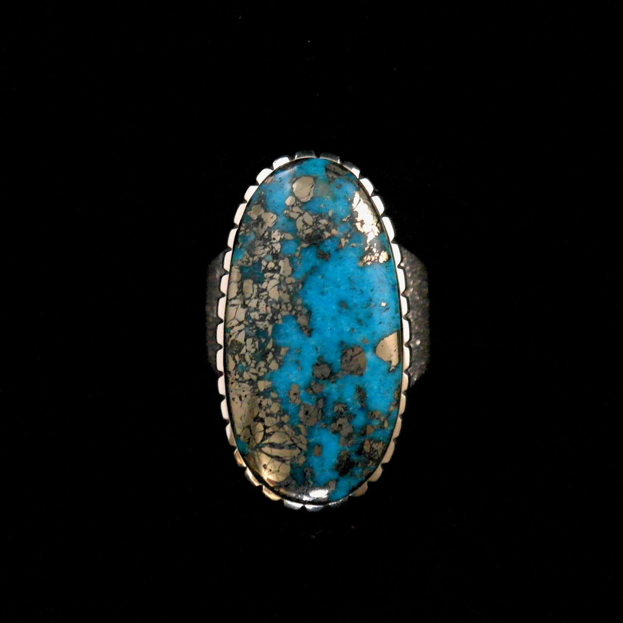 61-607 Kelsey Jimmie Persian Turquoise with Pyrite Inslusions size 8.5 $795.jpg