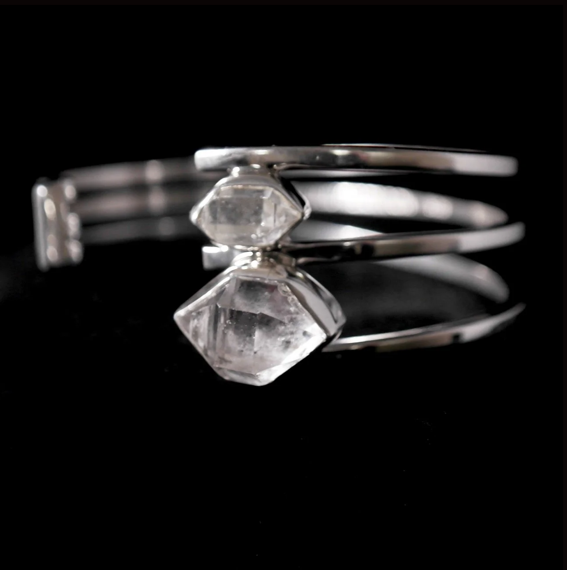 50-672 Lilly Barrack Sterling Silver Herkimer Diamond Open Cuff Bracelet.png