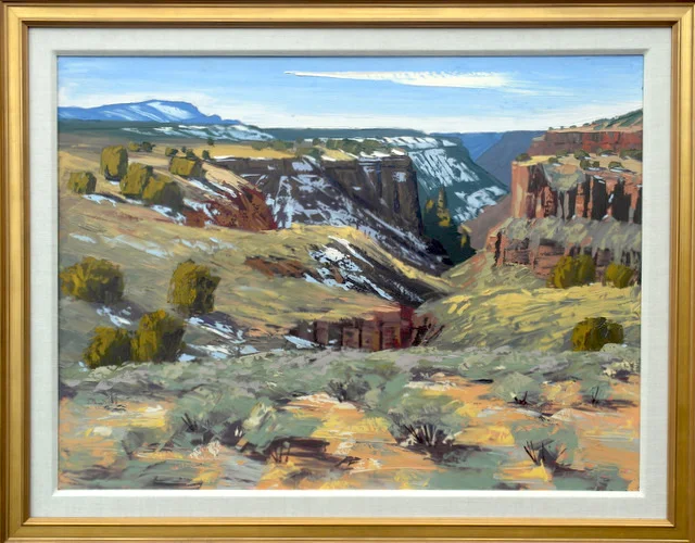 5-33 Ken Daggett %22Rio Pueblo Snow%22 Framed.JPG