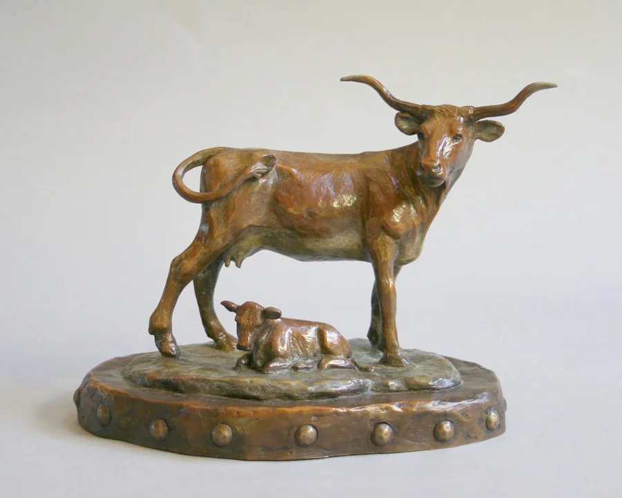 %22Longhorn Cow with Calf%22.jpg