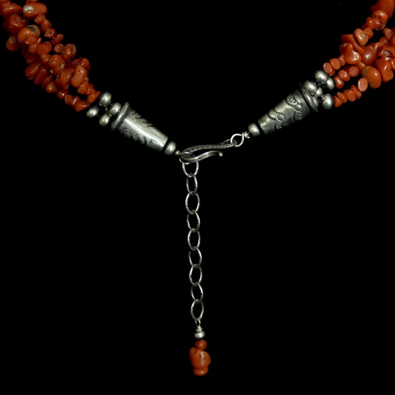 100-40 3 Strand Mediterranean Coral Necklace $798-clasp.jpg