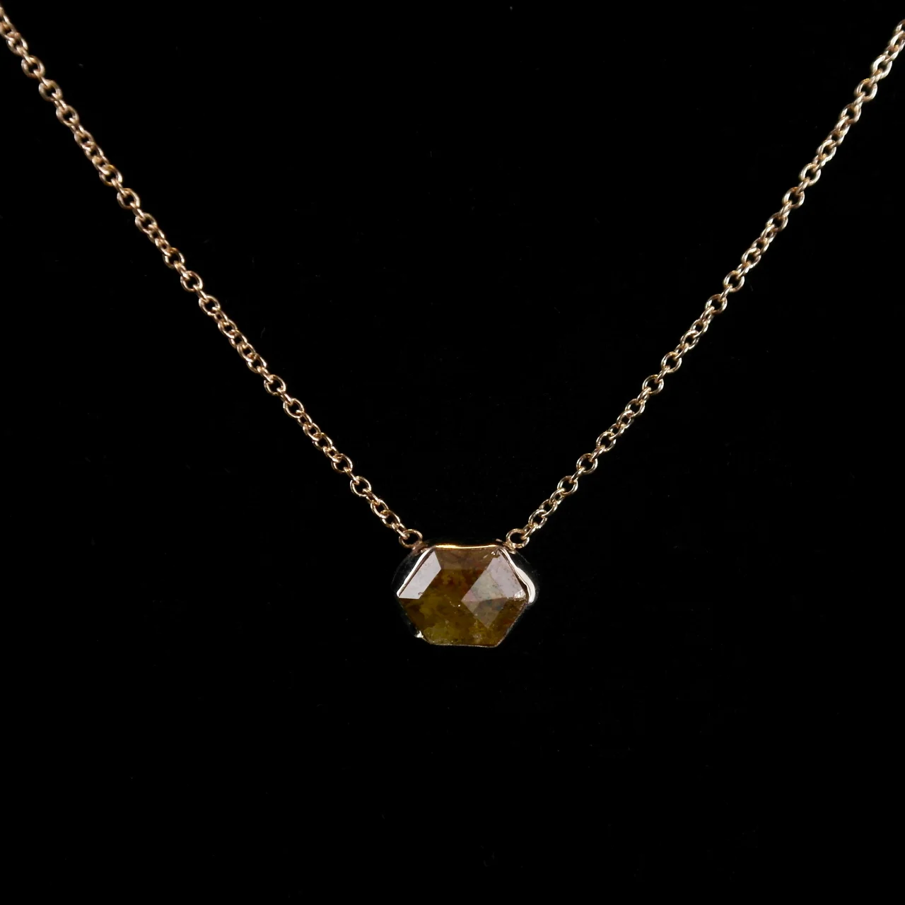 129-17 Rodney Allison 14K Yellow Gold Necklace Bezel Set w: Rose Cut Golden Honey Color Diamond-front.jpg