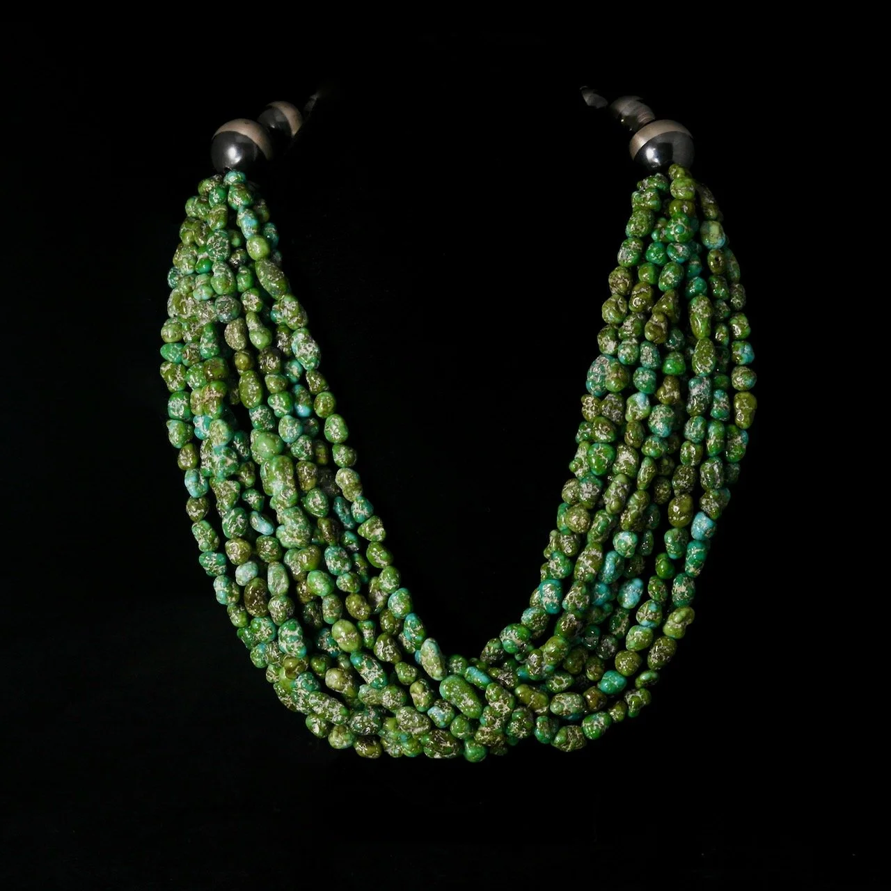 61- 448 Sterling Silver with Sonoran Gold Turquoise and Navajo Pearls Necklace $3250 .jpeg
