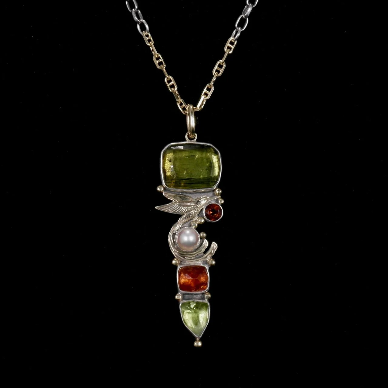 182-7 Kit Carsone %22Jamaican Hummingbird%22 Tourmaline, Peridot, Pearl and Citrine Necklace $3200.jpg