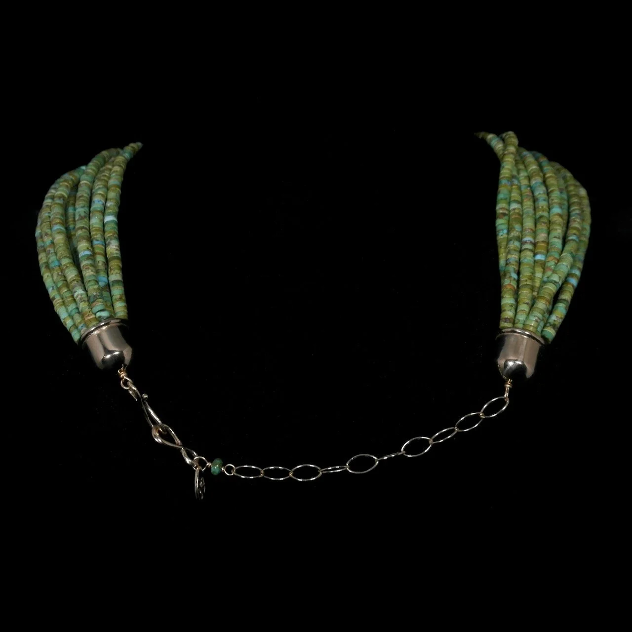 100-46 Adriana Palacios 14k Gold with 10 Strand Sonoran Gold Turquoise Necklace $5600 clasp.jpeg