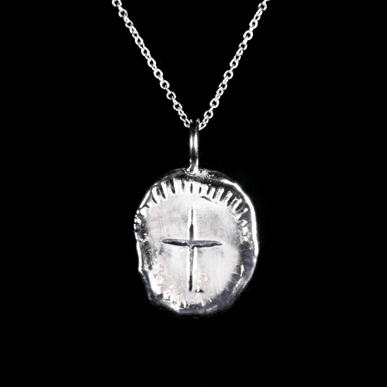 129-129 14k WG Die Struck Cross Charm 18%22 Necklace $1490.jpeg