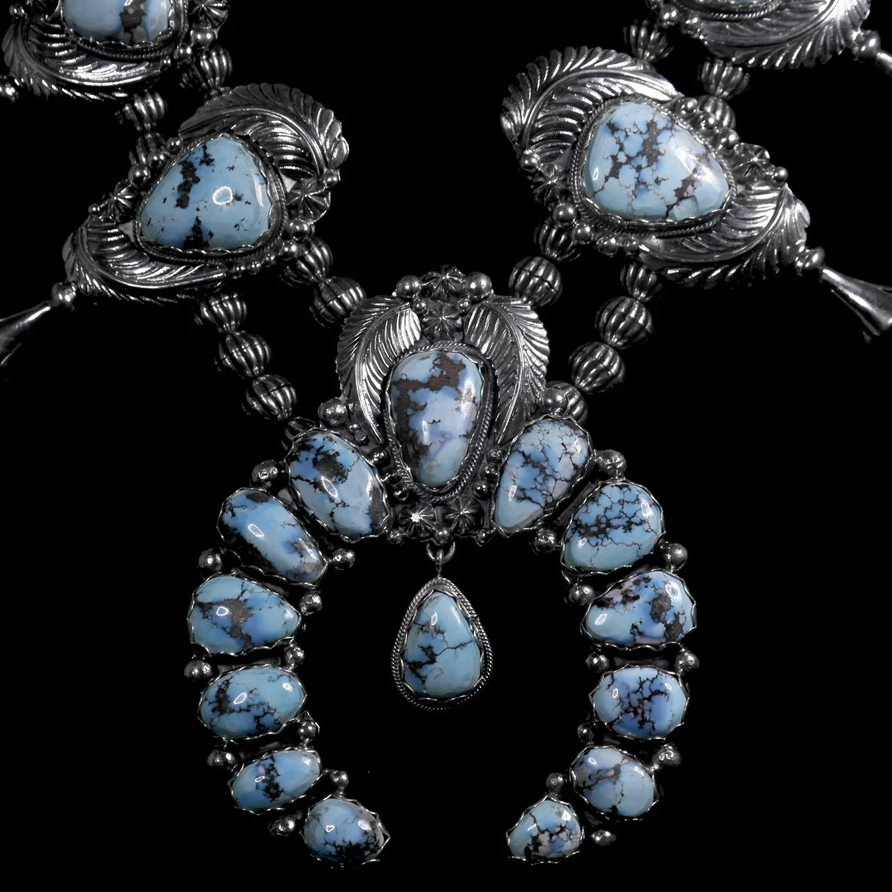 61-542 Sterling Silver with Golden Hills Turquoise Squash Blossom Necklace $5400-2.jpg