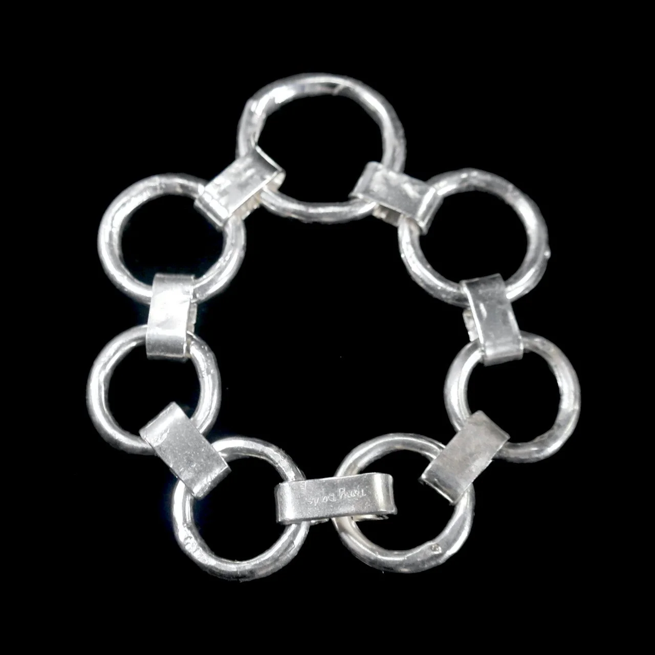 56-1242 Ingot Silver 7 Circle Link Bracelet $695..jpeg