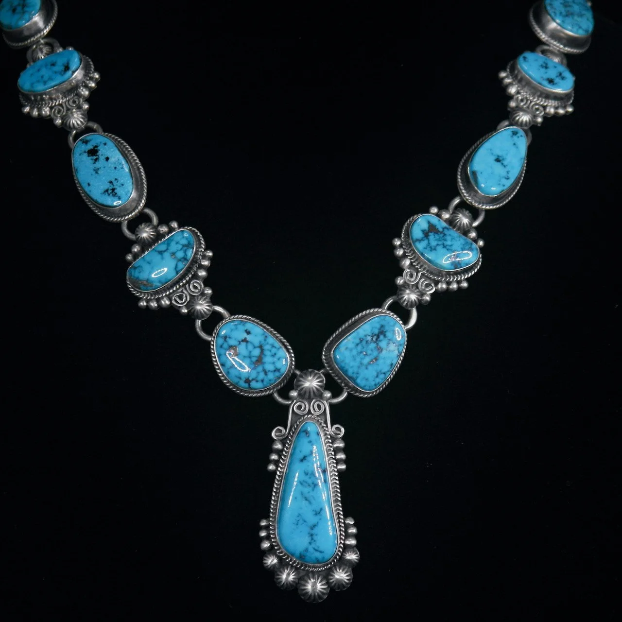 60-680 Sterling Silver with Kingman Turquoise Necklace:Earring Set $4695.jpeg