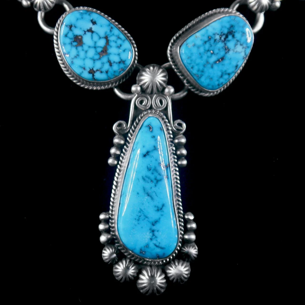 60-680 Sterling Silver with Kingman Turquoise Necklace:Earring Set $4695..jpeg