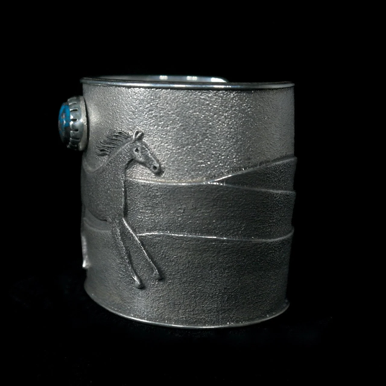 61-558 Philander Begay Sand Cast Sterling with Bisbee Turquoise Bracelet $3600 right.jpeg