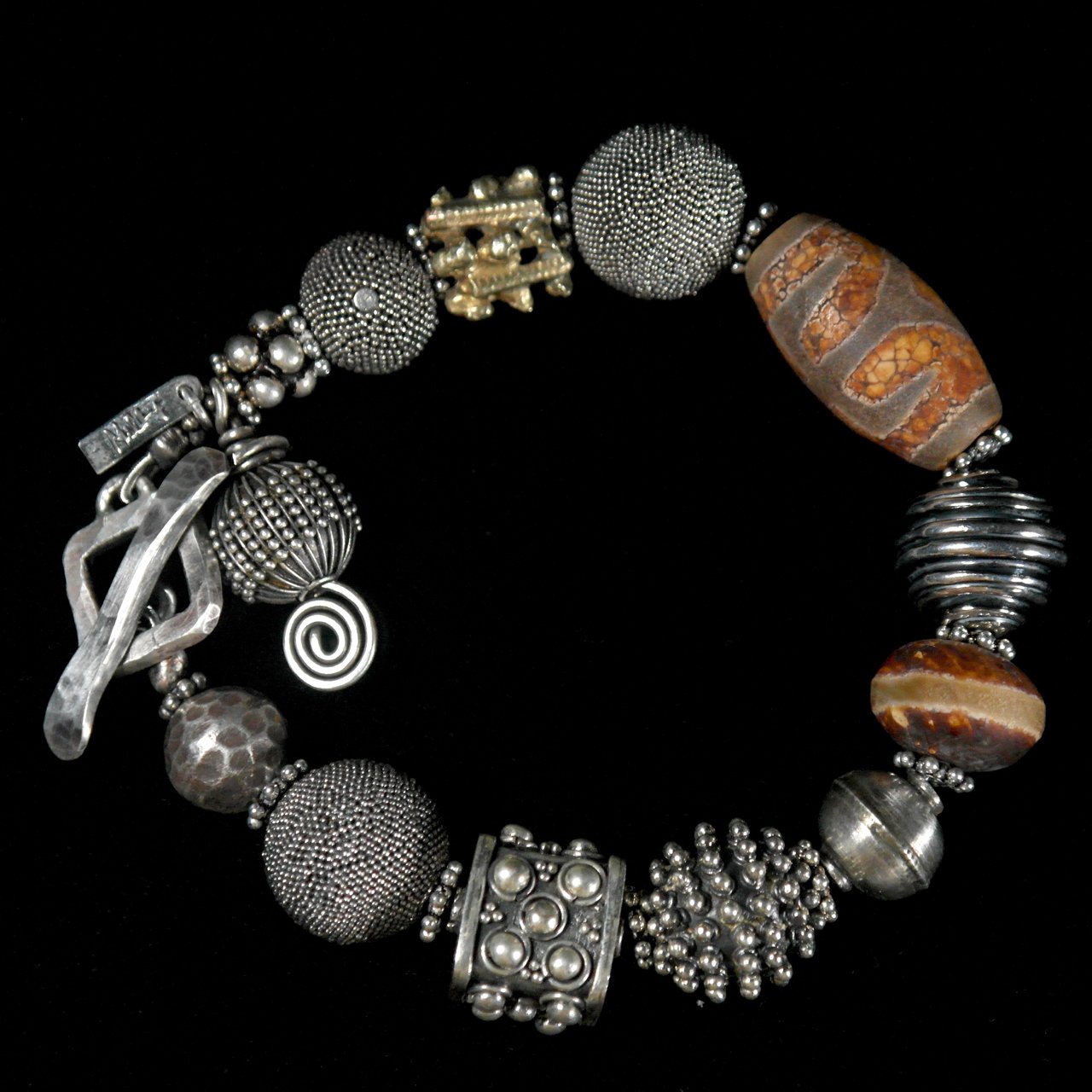 45-986 Margie Melby Fine Silver with Ethnic Bead Bracelet $445.jpg