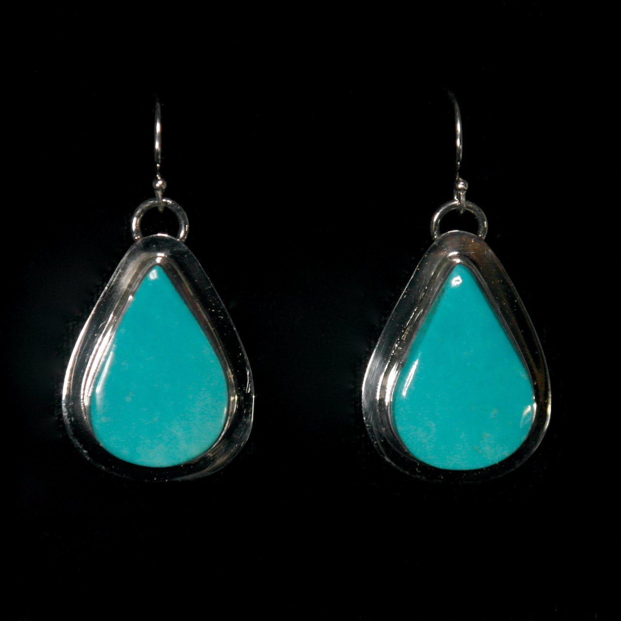 54-38 Tommy Jackson Sterling Silver with Kingman Turquoise French Hook Earrings $185.jpeg