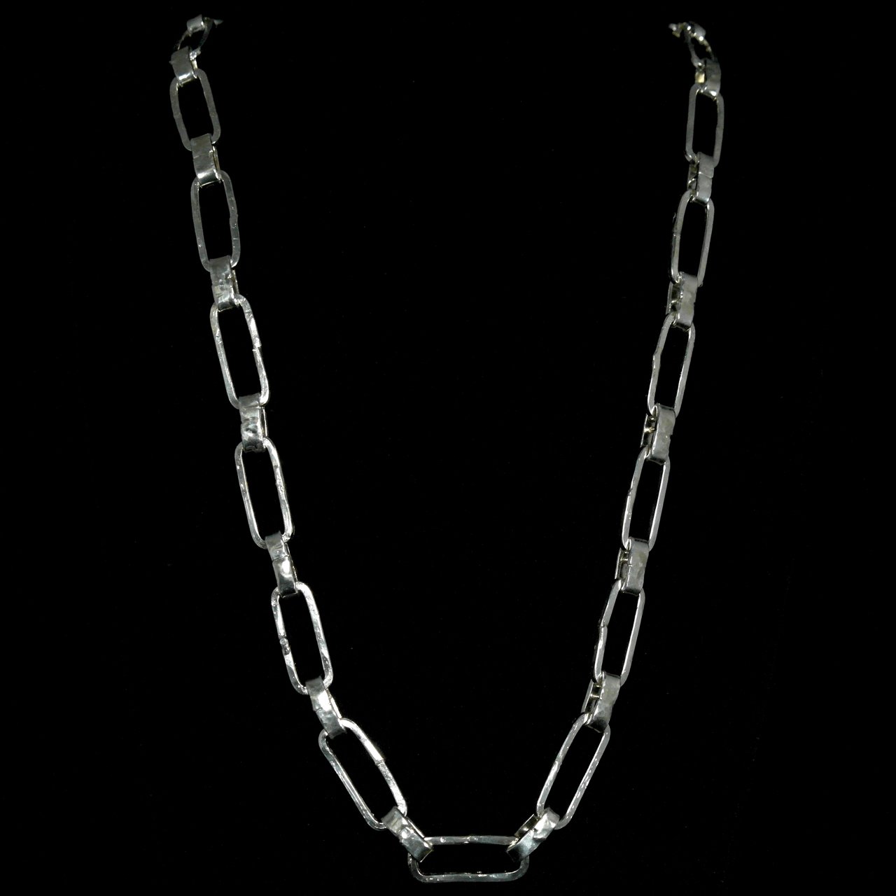 56-1299 Tony Davis Ingot Silver Open Rectangle Link Necklace $1250.jpg