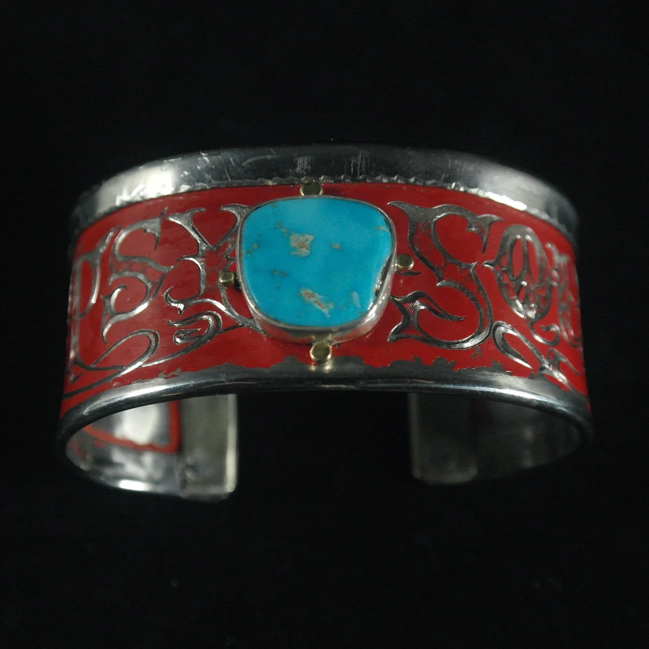 182-100 %22Gypsy Soul%22 Silver, Gold, Blue Gem Turquoise Bracelet $1225.jpeg