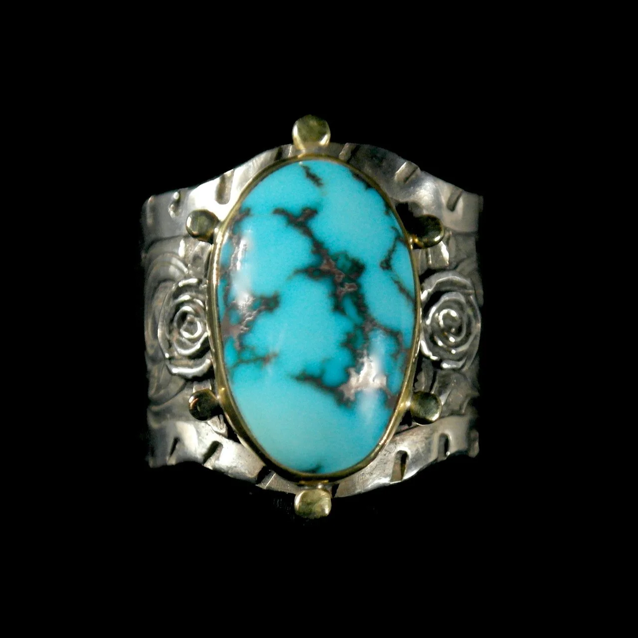 182-104 %22Ride Free%22 Silver, Gold and Egyptian Turquoise Ring $975.jpeg