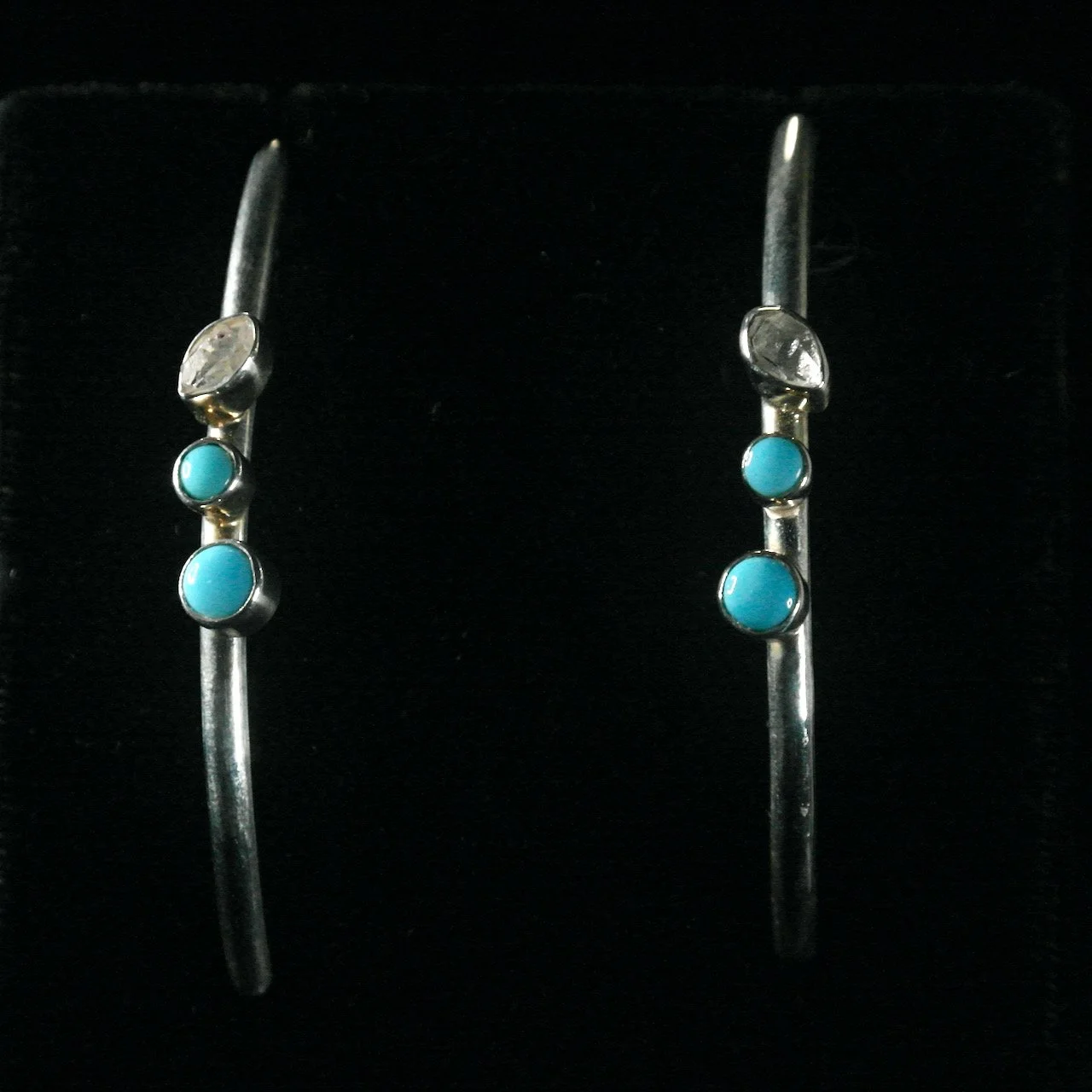 50-571 Sterling Silver with Turquoise and Herkimer Diamond Earrings $235.jpeg