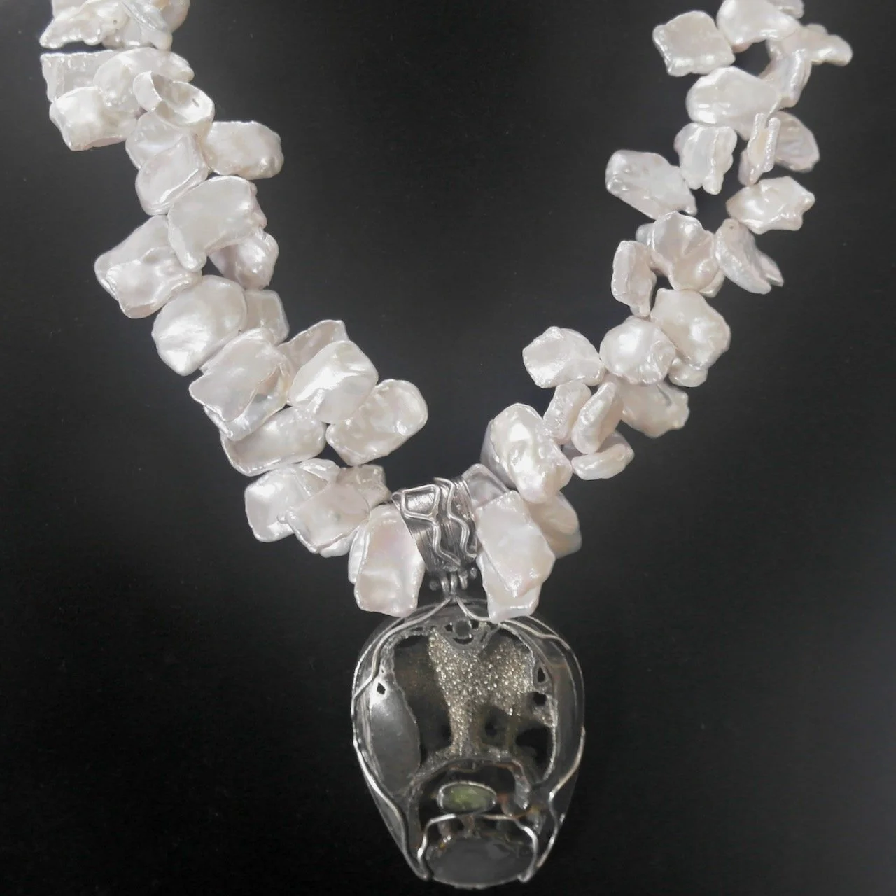45-693 Margie Melby - White Keshi Pearls with Druzy, Citrine and Garnet Necklace $895.jpeg