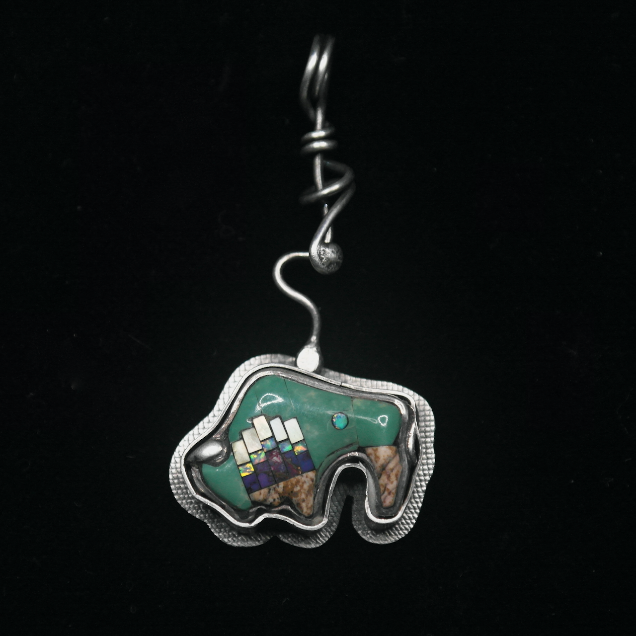 45-1088 Sterling Silver Buffalo Inlay Pendant $195.png
