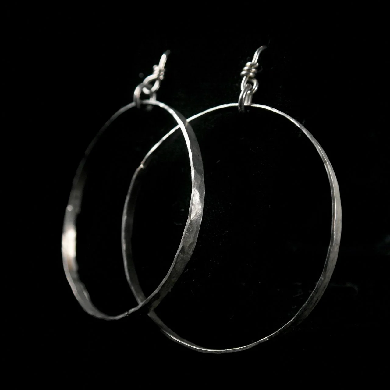 56-1218 Tony Davis Ingot Silver Hoop Earrings side view $118.jpg