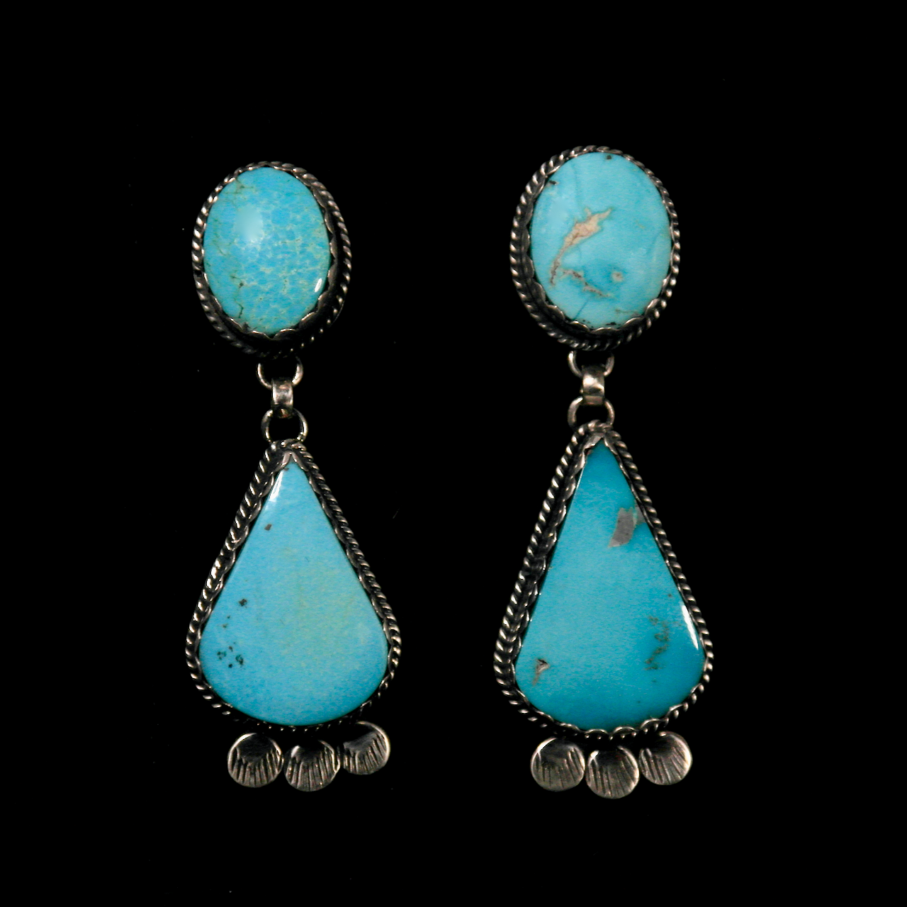 60-791 Sterling Silver with Morenci Turquoise Post Earrings $798.png
