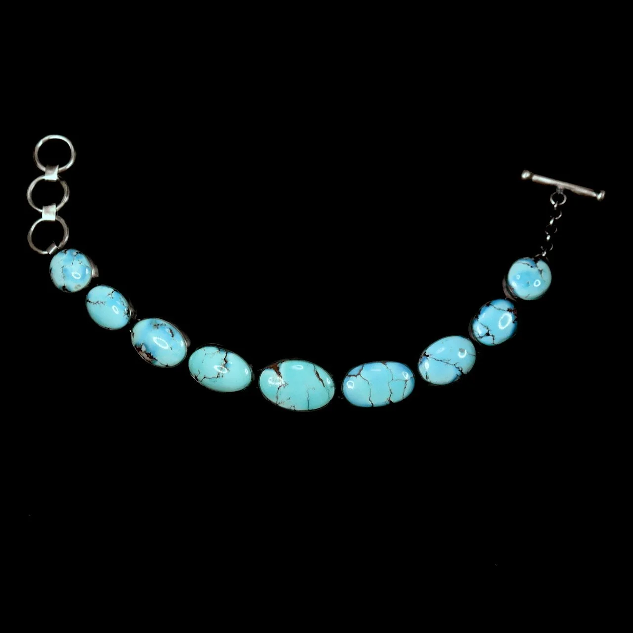 94-1007 Sterling Silver with Golden Hills Turquoise Link Bracelet $1400.jpeg