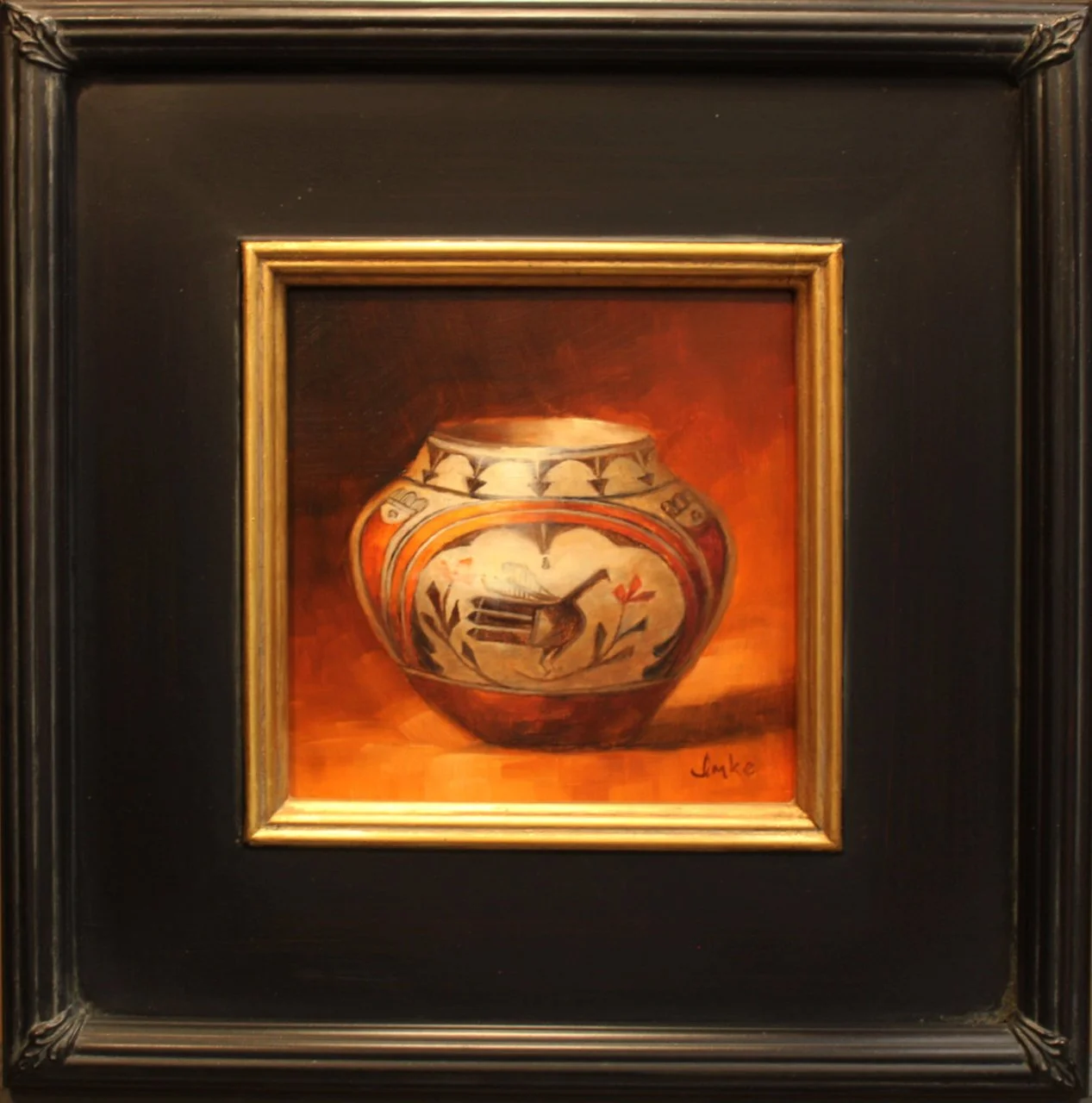 10-303 Denise Imke Zia Storage Pot w Bird-framed $650.jpg