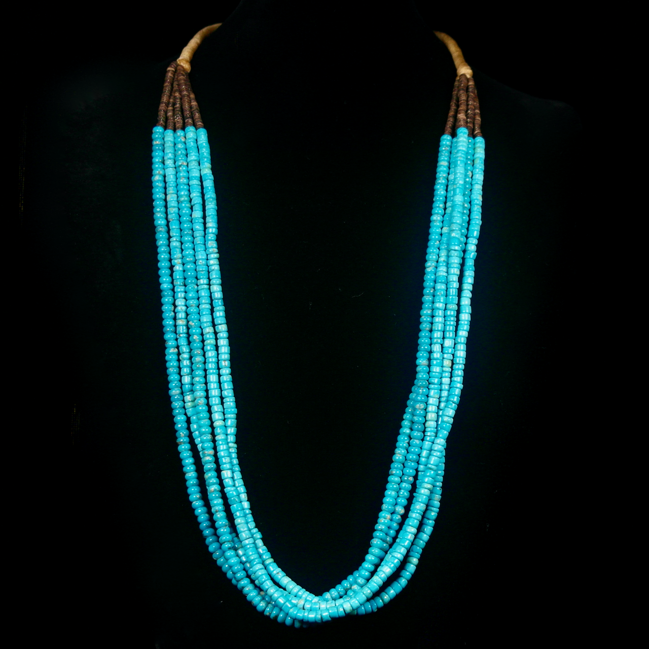 61-617 5 Strand Rolled Turquoise Bead Necklace $1450.png