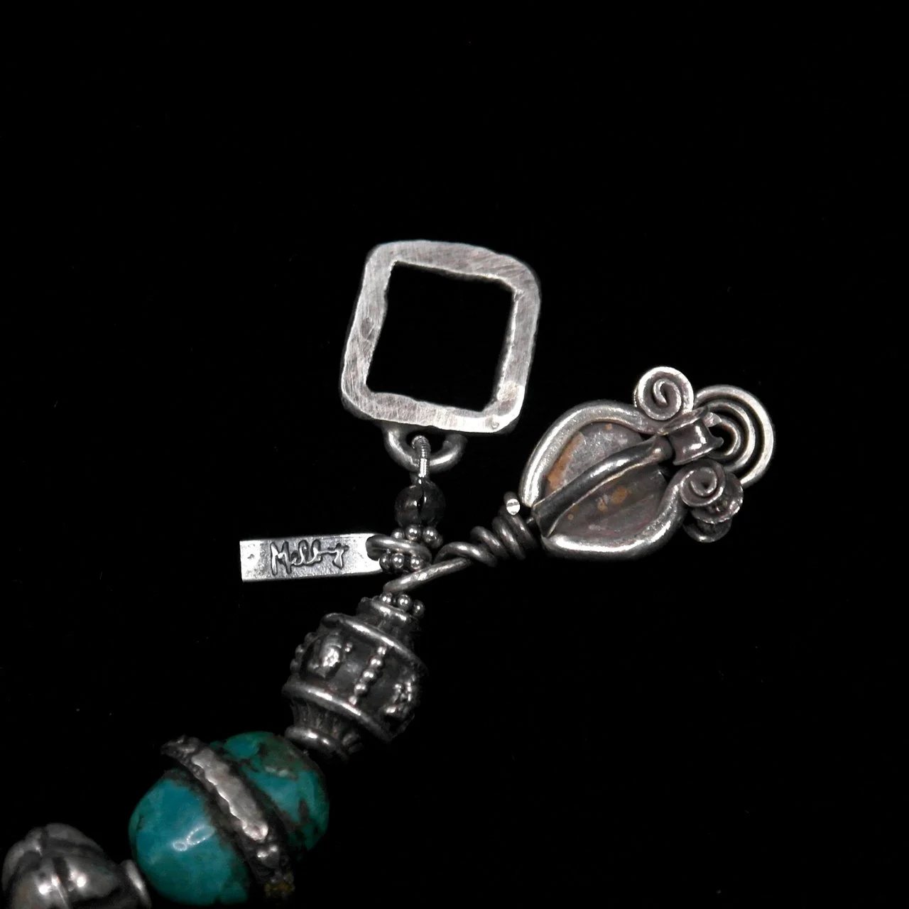 45-1125 Margie Melby Turquoise and Silver Beaded Bracelet $495-clasp.jpg