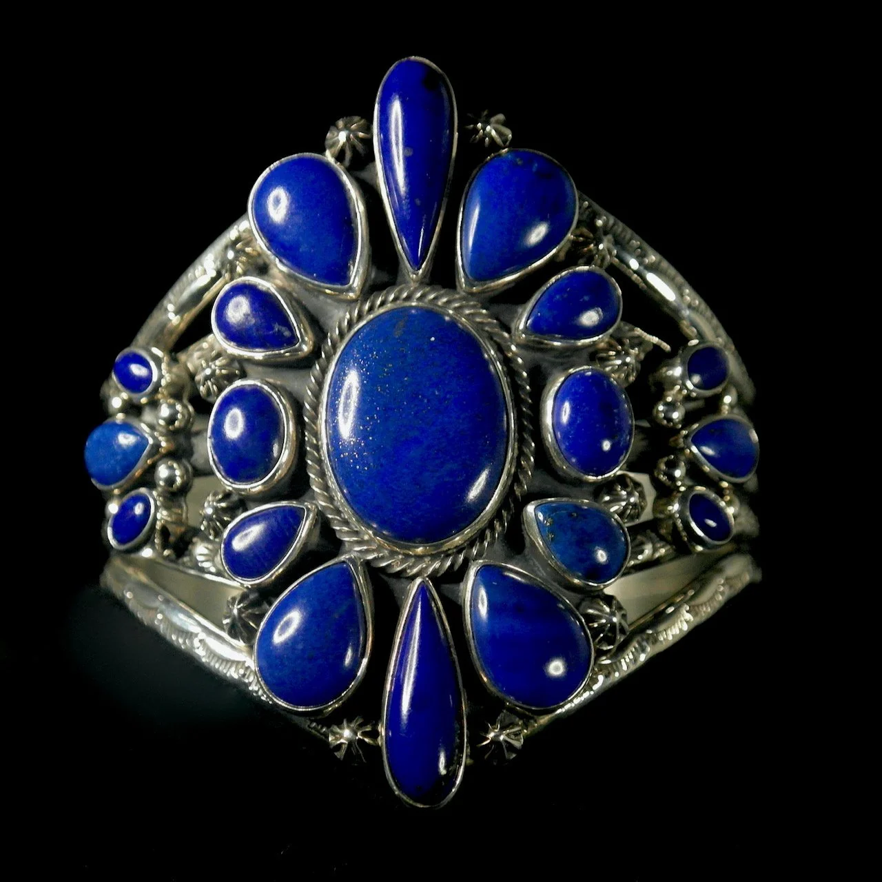 94-953 Sterling Silver Lapis 19-Stone Cuff Bracelet $1545..jpeg