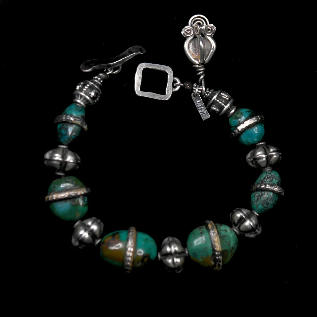 45-1125 Margie Melby Turquoise and Silver Beaded Bracelet $495-1.jpg