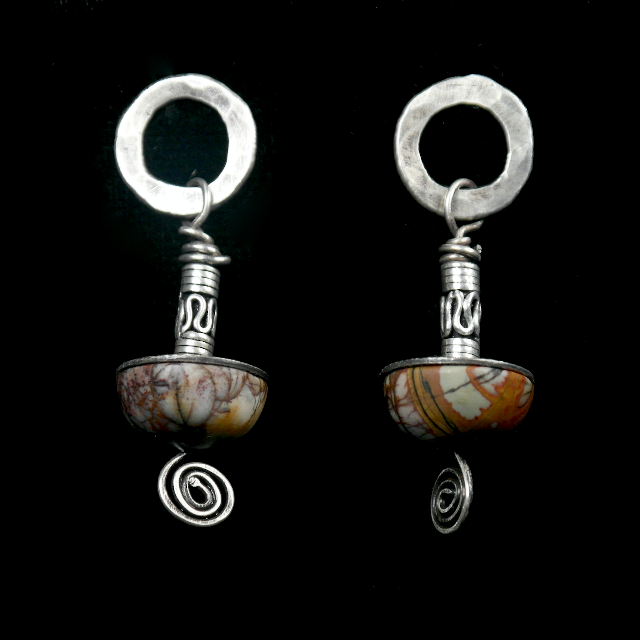 45-1074 Fine Silver Green:Brown Matrix Earrings.png