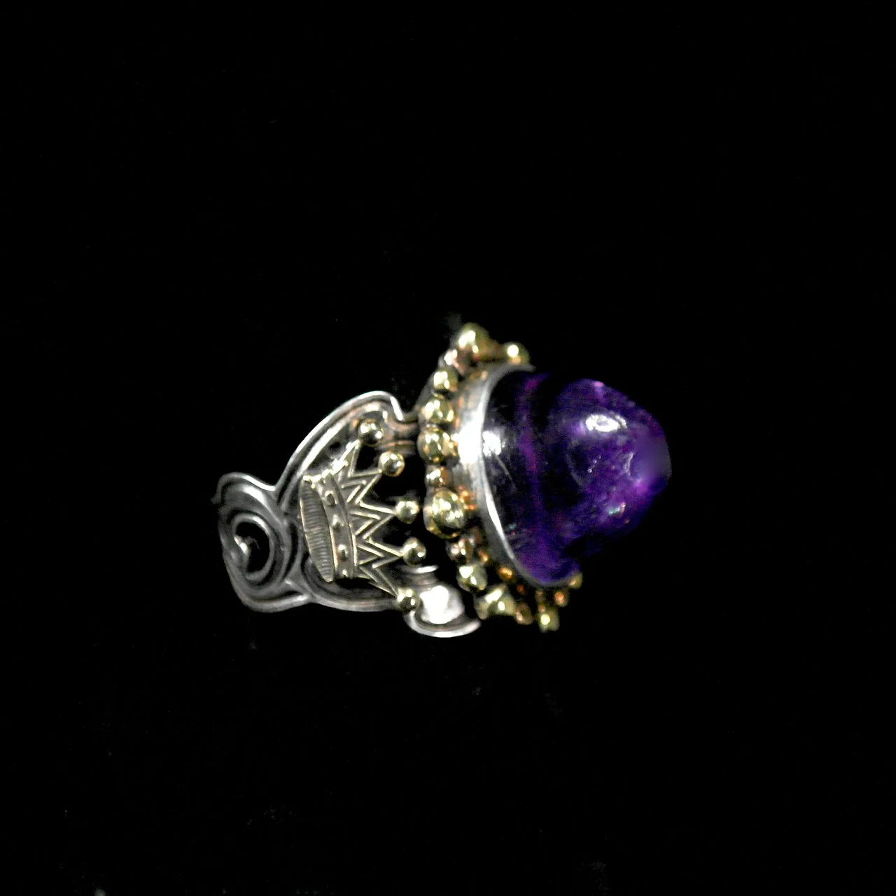 182-117 Kit Carson %22Conehead%22 Sterling 18k gold and Amethyst Ring $1200-side.jpg
