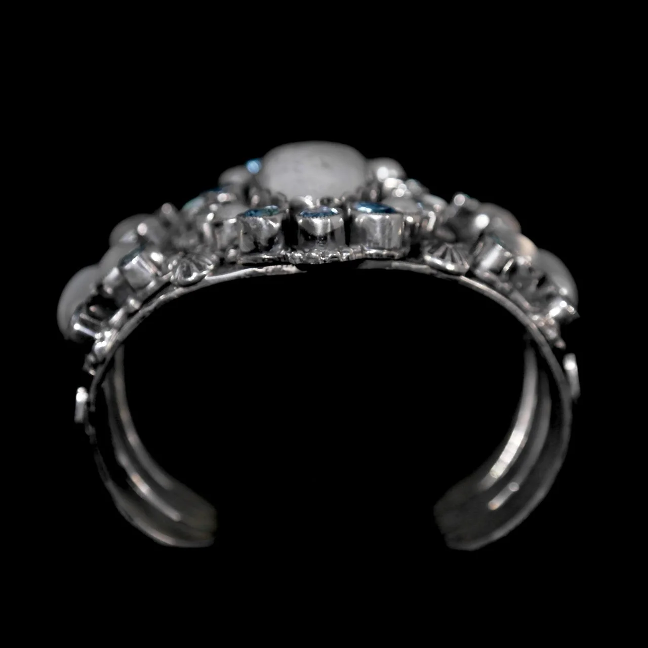 60-618 Leo Feeney Sterling Silver with Blue Topaz, Pearl and Moonstone Cuff Bracelet $1998-2.jpg
